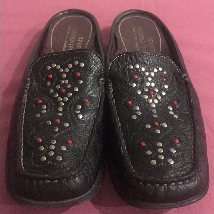Donald J Spliner Mules Jeweled Leather Vtg
